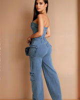 Buckle Up Strapless Jumpsuit - chic one-piece by Palazzo Couture