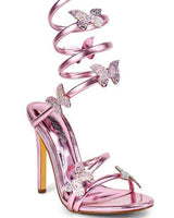 Butterfly Enchantment Gladiator Sandals (Pink) - front view
