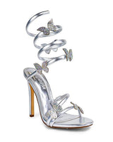 Butterfly Enchantment Gladiator Sandals (Silver) - Palazzo Couture Online
