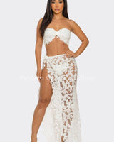 Butterfly Romance 2 Piece Lace Maxi Skirt Set - Palazzo Couture Online