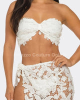 Butterfly Romance 2 Piece Lace Maxi Skirt Set - tropical resort outfit for women