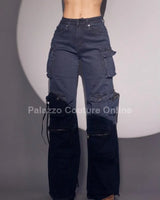 Midnight Cargo Flare Pants - Midnight Blue - view 6
