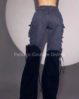 Midnight Cargo Flare Pants - Midnight Blue - view 7