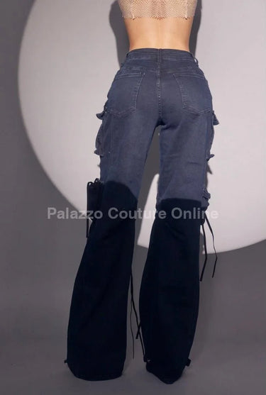 Midnight Cargo Flare Pants - Midnight Blue - view 7