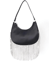 Cascade Elegance Fringed Handbag (Black) - Palazzo Couture Online