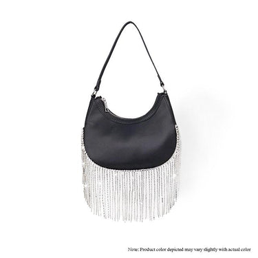 Cascade Elegance Fringed Handbag (Black) - Palazzo Couture Online