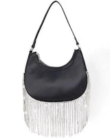 Cascade Elegance Fringed Handbag (Black) for women - bag by Palazzo Couture