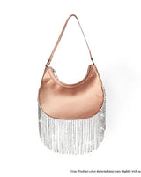 Cascade Elegance Fringed Handbag (Champagne) - women's evening clutch