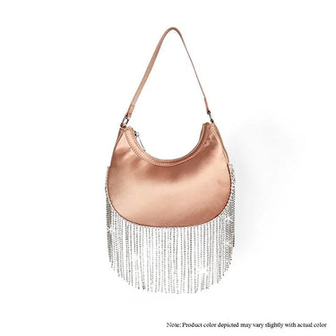 Cascade Elegance Fringed Handbag (Champagne) - women's evening clutch