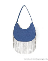 Cascade Elegance Fringed Handbag (Denim) - Palazzo Couture Online
