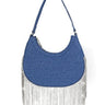 Cascade Elegance Fringed Handbag (Denim) - front view
