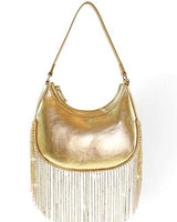 Cascade Elegance Fringed Handbag (Gold) for women - bag by Palazzo Couture