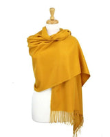 mustard cashmere wrap shawl texture close-up