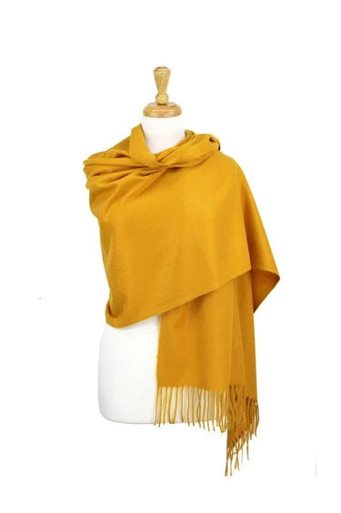 mustard cashmere wrap shawl texture close-up