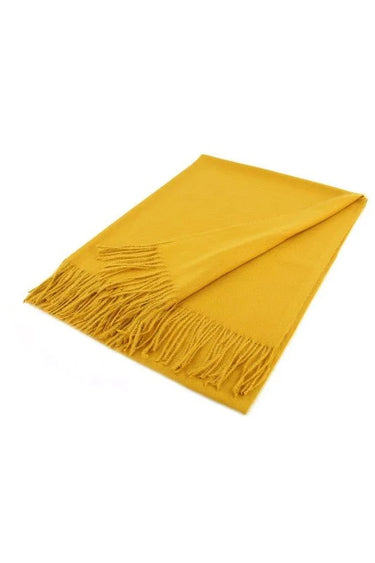 cashmere blend shawl mustard styled as wrap