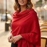 red cashmere blend shawl draped elegant view