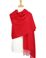 red cashmere blend wrap shawl texture detail