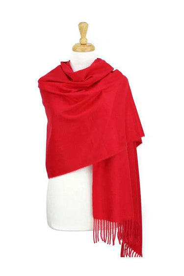 red cashmere blend wrap shawl texture detail