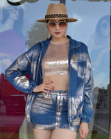 Casual Chic Denim Metallic Skirt Set - Palazzo Couture Online