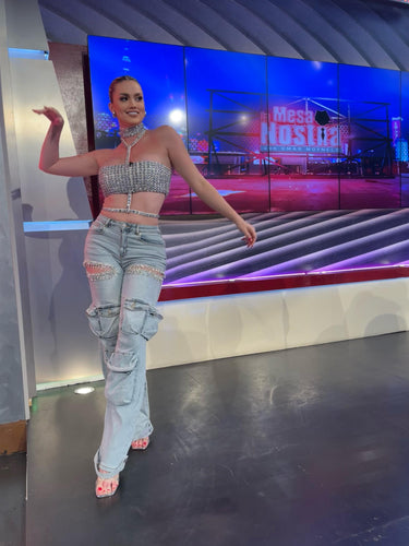 Breathable cotton-blend wide leg jeans for women