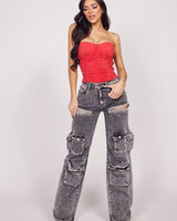 Make a bold fashion statement with our Casual Glam black Denim Jeans