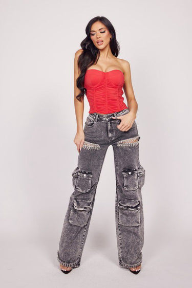 Make a bold fashion statement with our Casual Glam black Denim Jeans