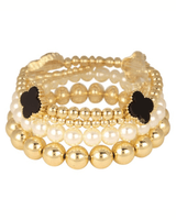 CCB Ball Shell Clover Elastic Bracelet (Gold) - Palazzo Couture Online