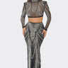 Celebration Sequin Pearl Top & Skirt Set Black - Palazzo Couture Online