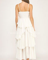 Celestia Cascade Ruffle Maxi Dress – Off White - Palazzo Couture Online