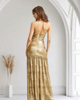 Celestial Braided Metallic Gown - Gold - Palazzo Couture Online