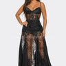 Celestial Elegance Sheer Lace Maxi Dress Black front view showing full-length maxi silhouette