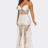 Women's White maxi dress lace style back view