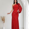 Celestial One - Shoulder Glamour Gown - Red - Palazzo Couture Online