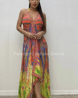 Celina Marble Neon Dream Maxi Dress front view showing full-length maxi silhouette
