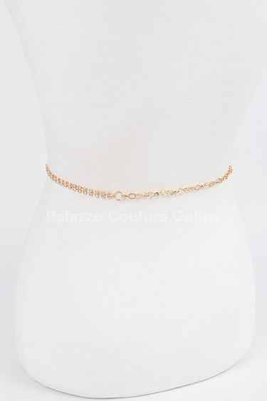 CG Logo Rhinestone Dainty Chain Belt (Gold) - Palazzo Couture Online