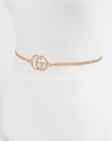 CG Logo Rhinestone Dainty Chain Belt (Gold) - Palazzo Couture Online