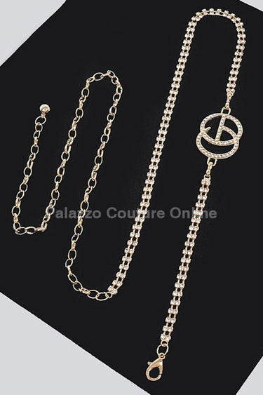CG Logo Rhinestone Dainty Chain Belt (Gold) - Palazzo Couture Online