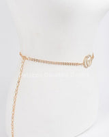 CG Logo Rhinestone Dainty Chain Belt (Gold) - Palazzo Couture Online