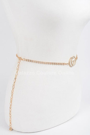 CG Logo Rhinestone Dainty Chain Belt (Gold) - Palazzo Couture Online