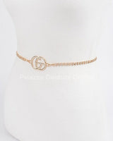 CG Logo Rhinestone Dainty Chain Belt (Gold) - Palazzo Couture Online