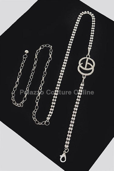CG Logo Rhinestone Dainty Chain Belt (Silver) - Palazzo Couture Online