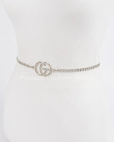 CG Logo Rhinestone Dainty Chain Belt (Silver) - Palazzo Couture Online