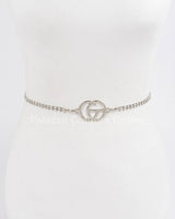 CG Logo Rhinestone Dainty Chain Belt (Silver) - Palazzo Couture Online