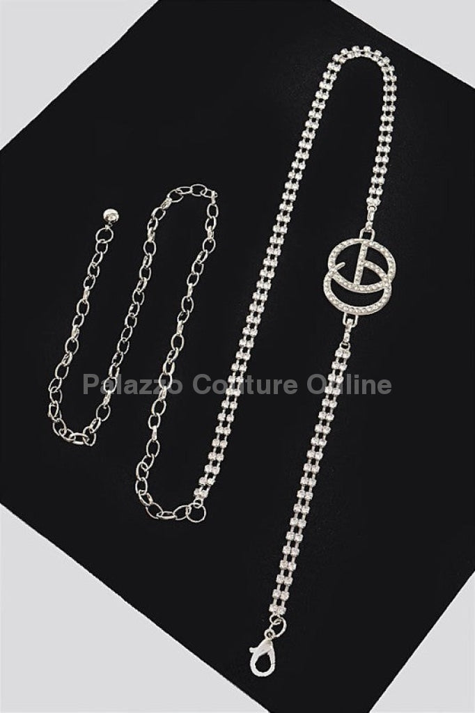 Cg Logo Rhinestone Dainty Chain Belt (Silver) One Size / Silver