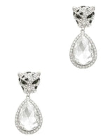 Cheetah with Teardrop Crystal Dangle Earring - women's statement jewelry