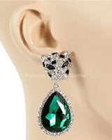 Cheetah with Teardrop Crystal Dangle Earring - bold fashion jewelry for women