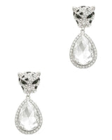 Cheetah with Teardrop Crystal Dangle Earring - Palazzo Couture Online