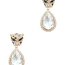 Cheetah with Teardrop Crystal Dangle Earring - Palazzo Couture Online