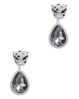 Cheetah with Teardrop Crystal Dangle Earring - Palazzo Couture Online