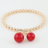 Cherry Charm Beaded Bracelet Gold Red - Palazzo Couture Online